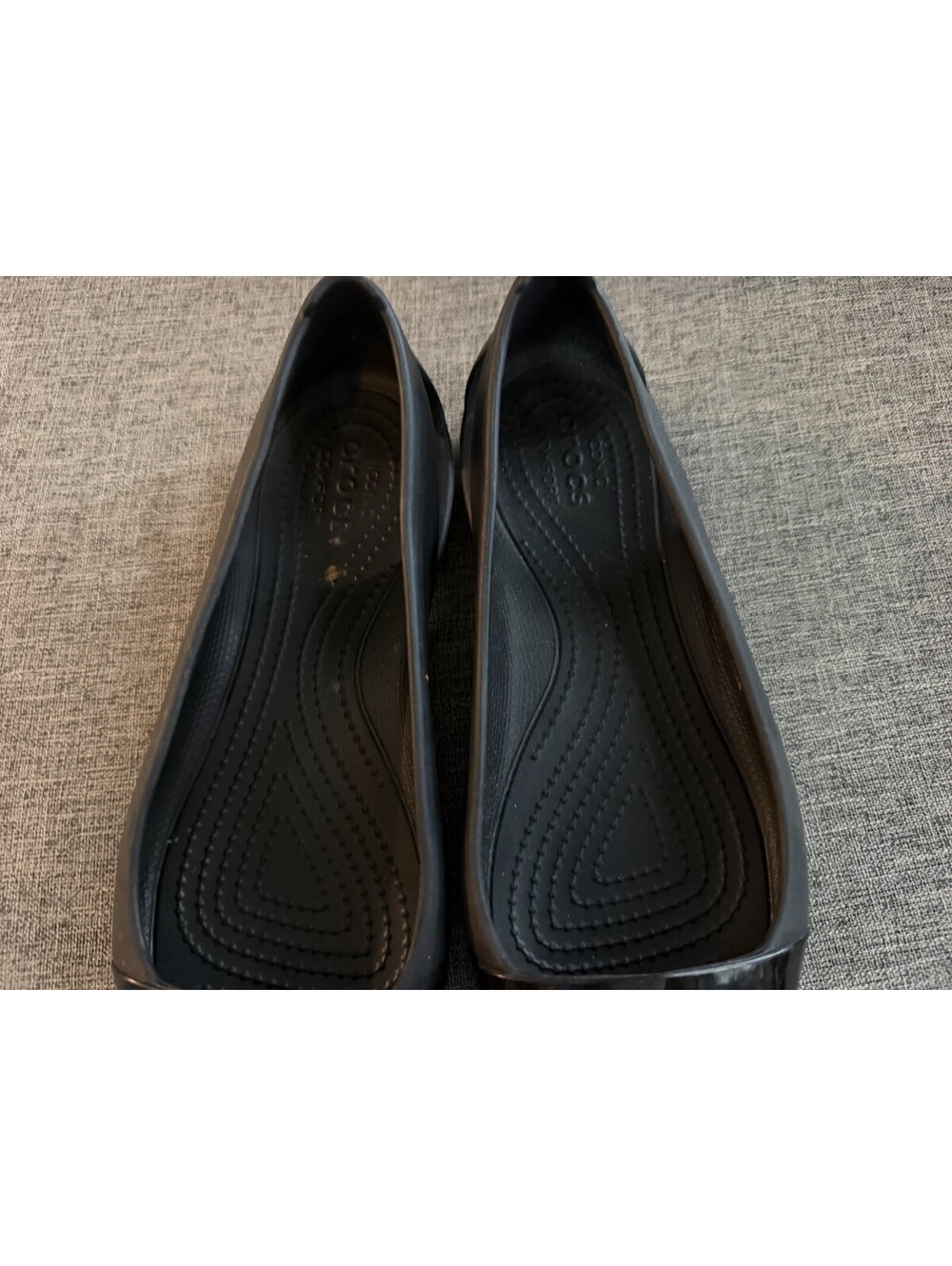 Crocs Sienna Shiny Flat Womens 7 Black Cap Toe Slip On Ballet - Picture 8 of 8